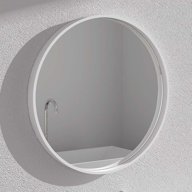 Pack miroir en composite minérale, Rond et 2 appliques chromées, Tube