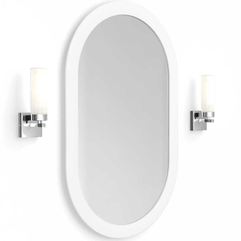 Pack miroir oblong, composite minérale, Boyard et 2 appliques chromées, Tube