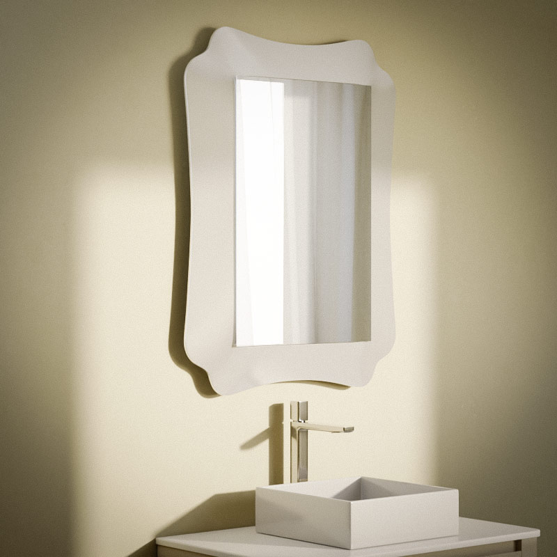 Miroir 90x69 cm, blanc ou argenté, Marine