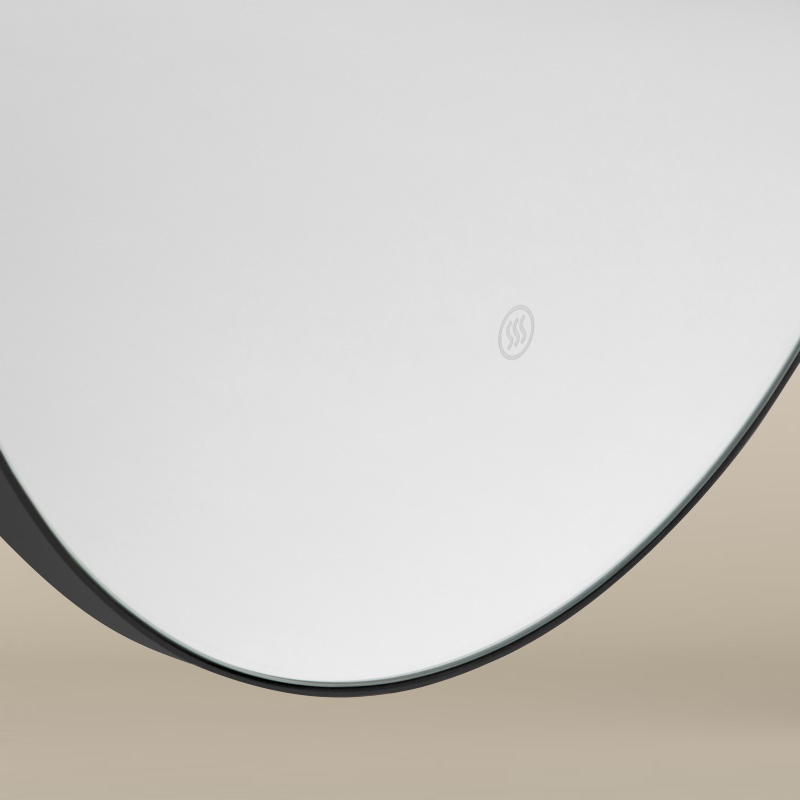 Miroir Ø50 cm rond, antibuée, cadre noir mat, Châtelet