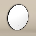 Miroir Ø50 cm rond, antibuée, cadre noir mat, Châtelet