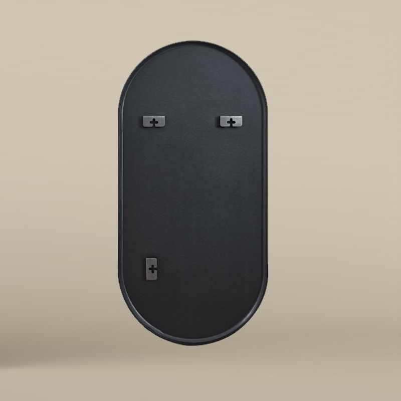 Miroir Ø50 cm rond, antibuée, cadre noir mat, Châtelet