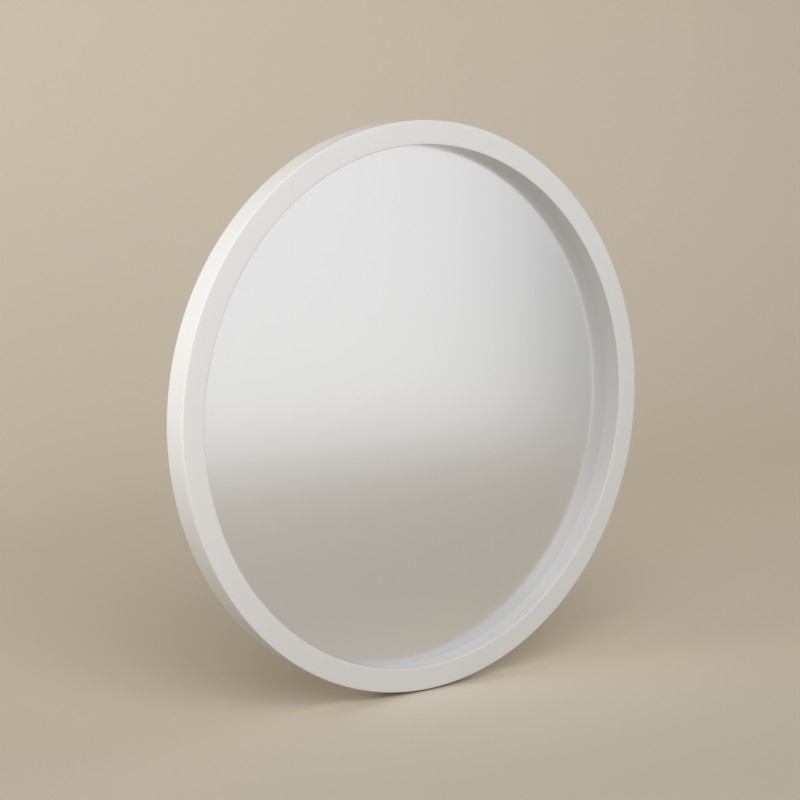 Miroir rond Ø50 cm avec cadre laqué blanc mat, Leyte