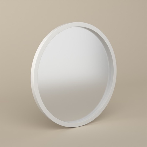 Miroir rond Ø50 cm avec cadre laqué blanc mat, Leyte