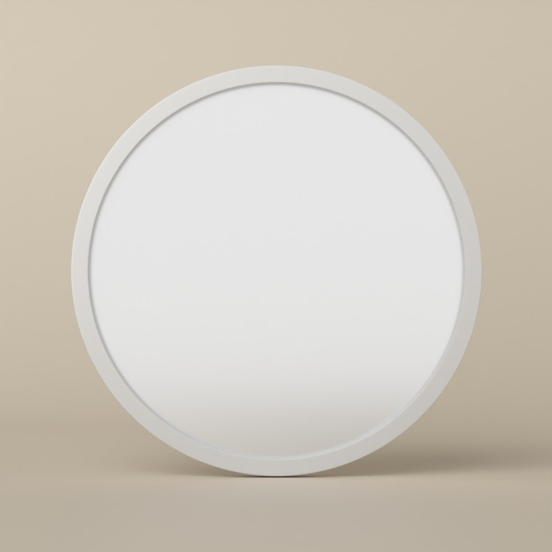 Miroir rond Ø50 cm avec cadre laqué blanc mat, Leyte