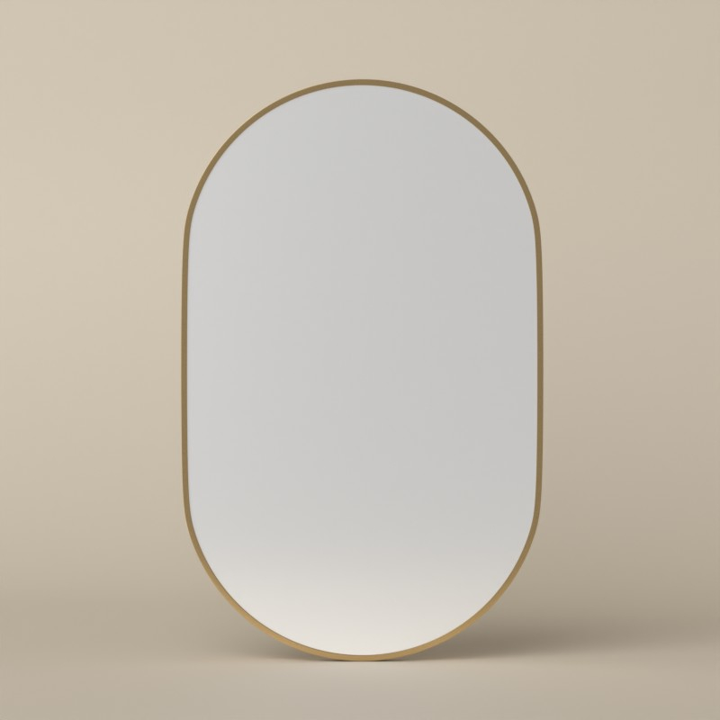 Miroir 50x80 cm avec cadre en métal finition laiton, Oblong