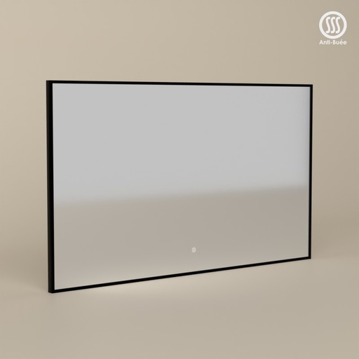 Miroir 120x70 cm rectangulaire, antibuée, cadre noir mat, Châtelet