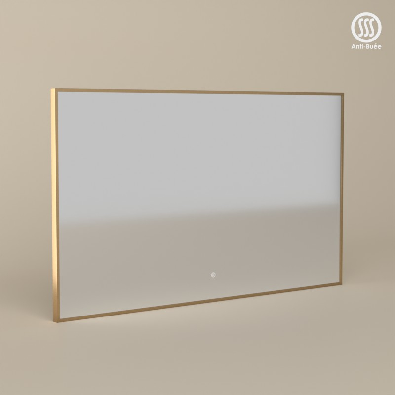 Miroir 120x70 cm rectangulaire, antibuée, cadre doré brossé, Châtelet