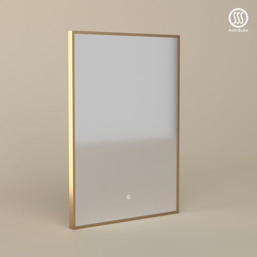 Miroir 50x70 cm rectangulaire, antibuée, cadre doré brossé, Châtelet