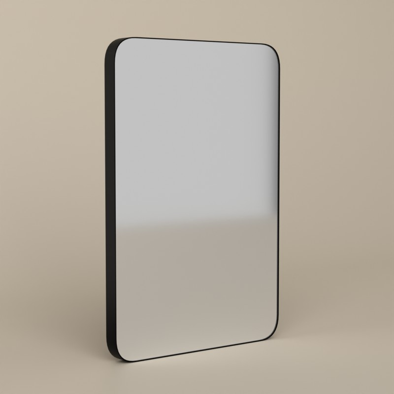 Miroir rectangulaire l.50 x H.75 cm en métal noir mat, Frame