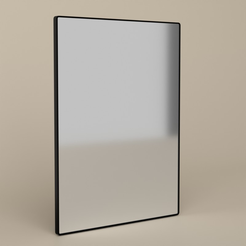 Miroir rectangulaire l.60 x H.80 cm en métal noir mat, Frame