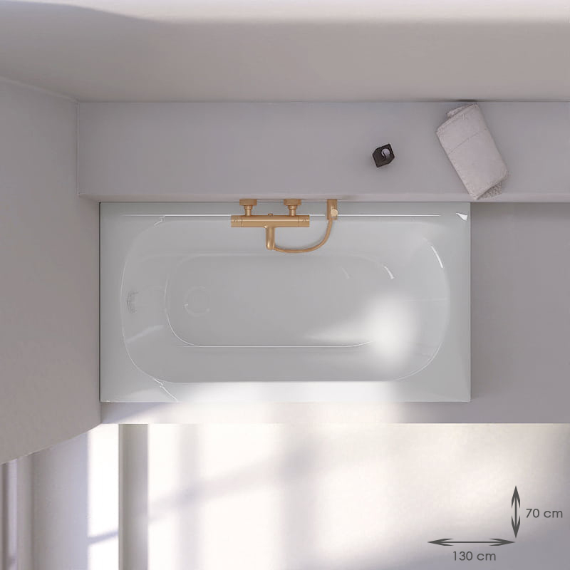 Baignoire Encastrable, 120  à 160 cm x 70, Acrylique, Brillant + pieds, Oz