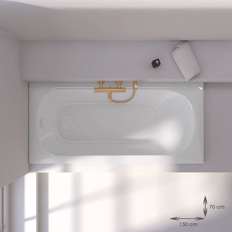 Baignoire Encastrable, 120  à 160 cm x 70, Acrylique, Brillant + pieds, Oz