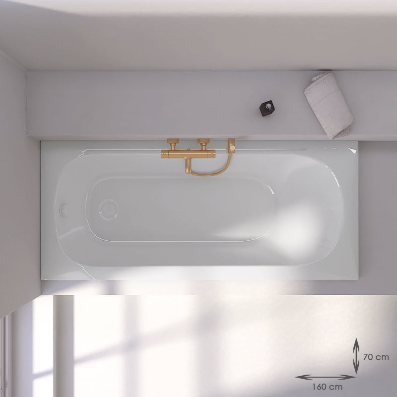 Baignoire Encastrable, 120  à 160 cm x 70, Acrylique, Brillant + pieds, Oz