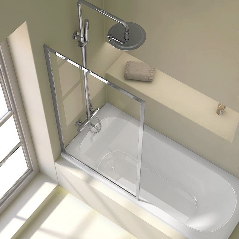 Pare-baignoire fixe  80x140 cm, profilé chrome, Indus
