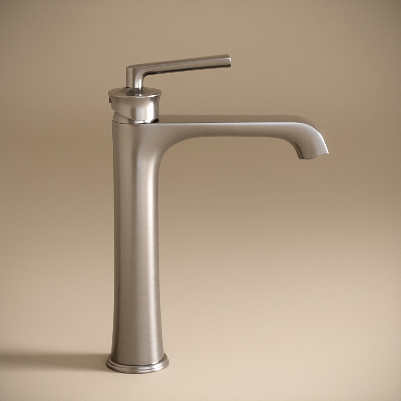 Robinet Mitigeur Lavabo Haut, Art Déco, Inox Brossé