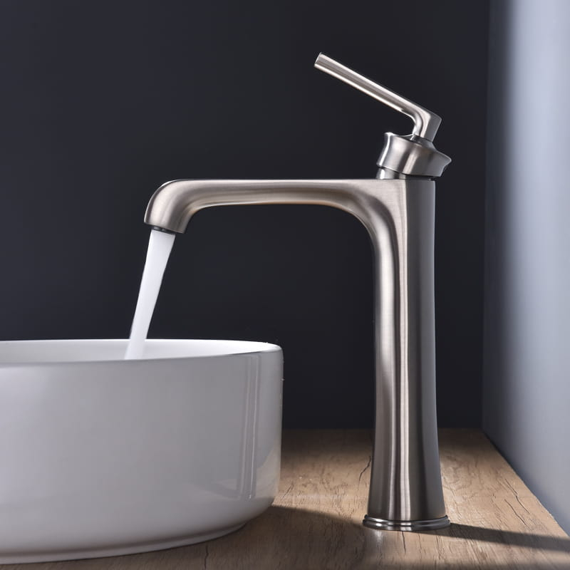 Robinet Mitigeur Lavabo Haut, Art Déco, Inox Brossé