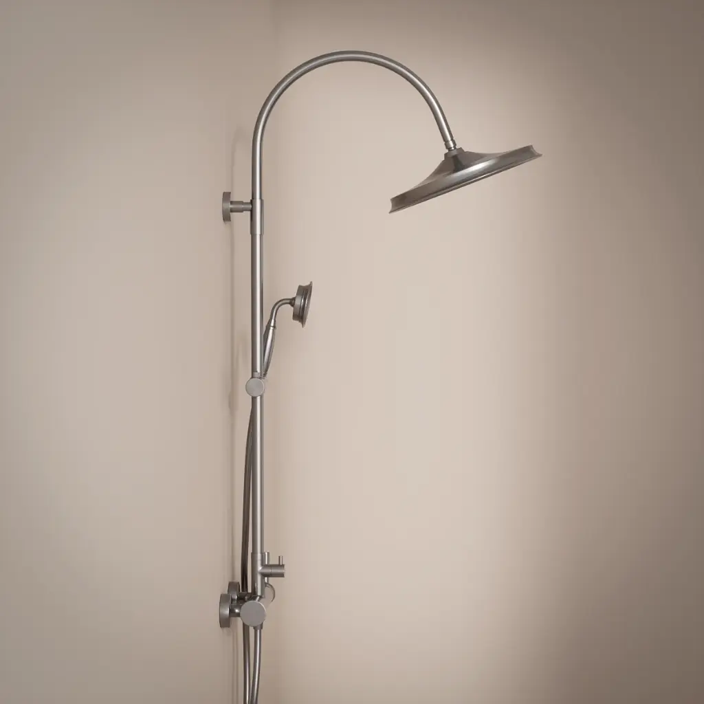 Colonne de douche avec mitigeur mécanique, inox brossé Art Déco