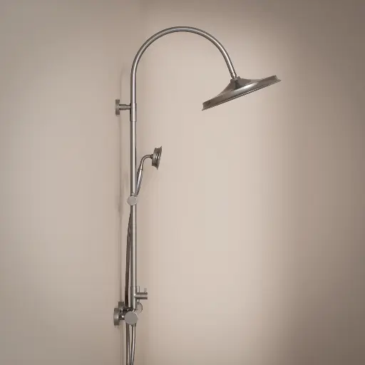 Colonne de douche avec mitigeur mécanique, inox brossé Art Déco