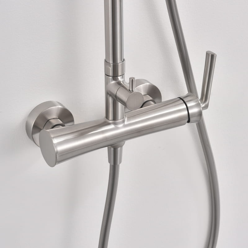 Colonne de douche avec mitigeur mécanique, inox brossé Art Déco