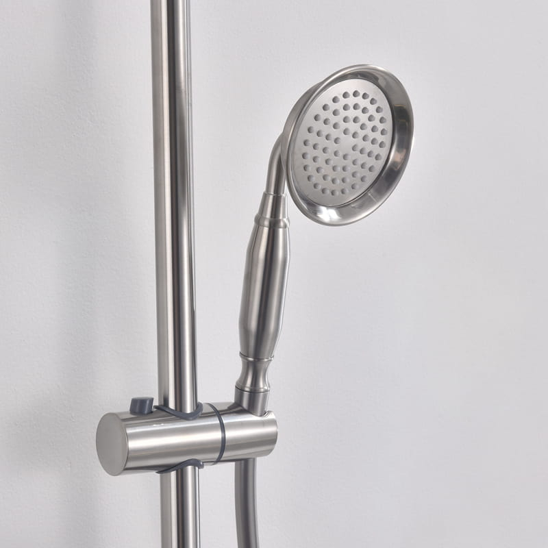 Colonne de douche avec mitigeur mécanique, inox brossé Art Déco