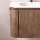 Meuble vasque suspendu cannelé 80 cm, noyer, Solid surface, Grace