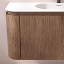 Meuble vasque suspendu cannelé 120 cm, noyer, Solid surface, Grace