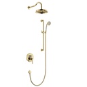 Pack robinet mitigeur douche mural (2 sorties), set de douche et pluie, doré, Liberty