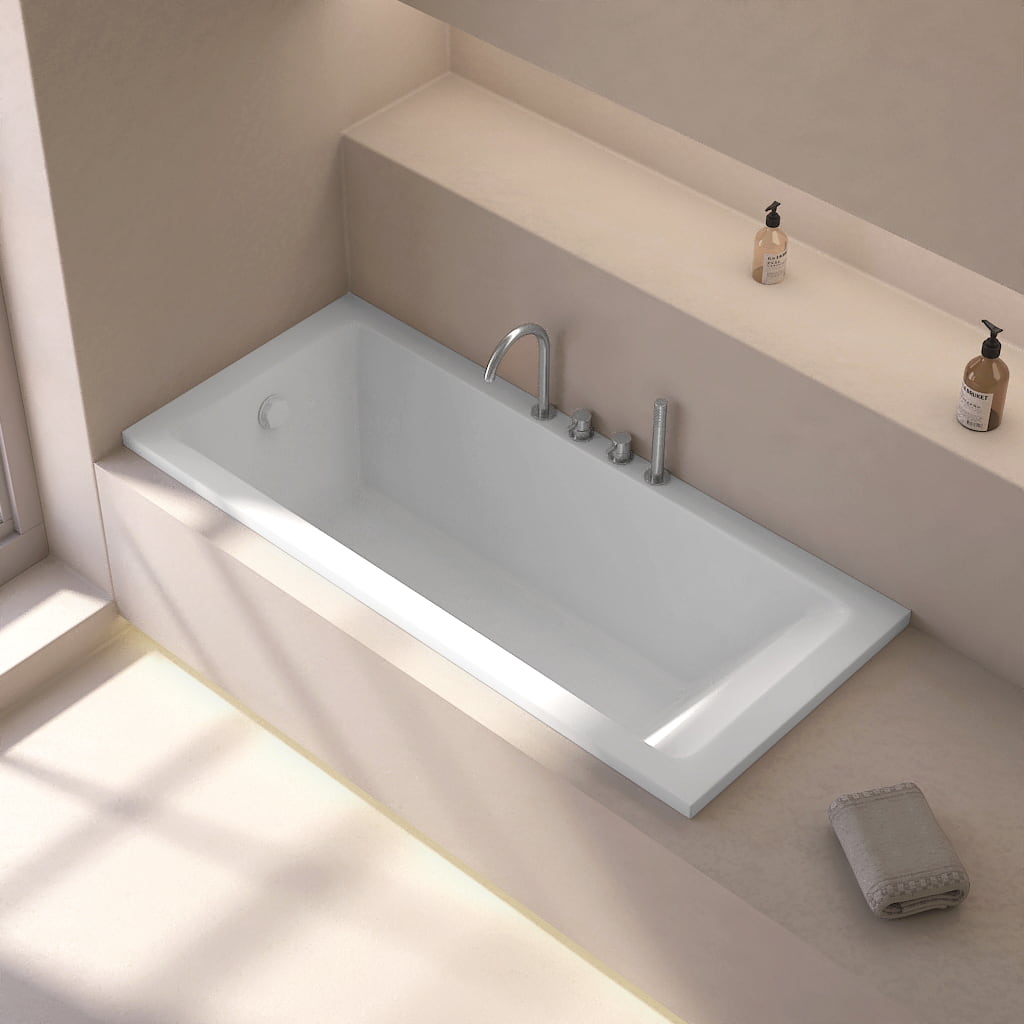 Baignoire encastrable 160x70 cm, Acrylique, Blanc mat, Pieds inclus, Senetosa