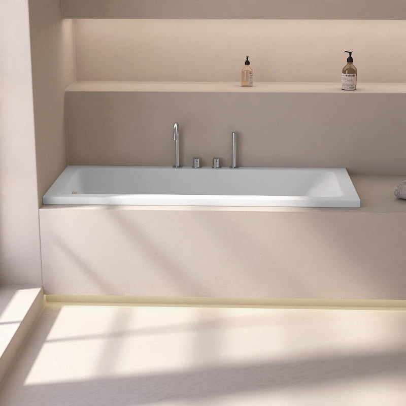 Baignoire encastrable 160x70 cm, Acrylique, Blanc mat, Pieds inclus, Senetosa