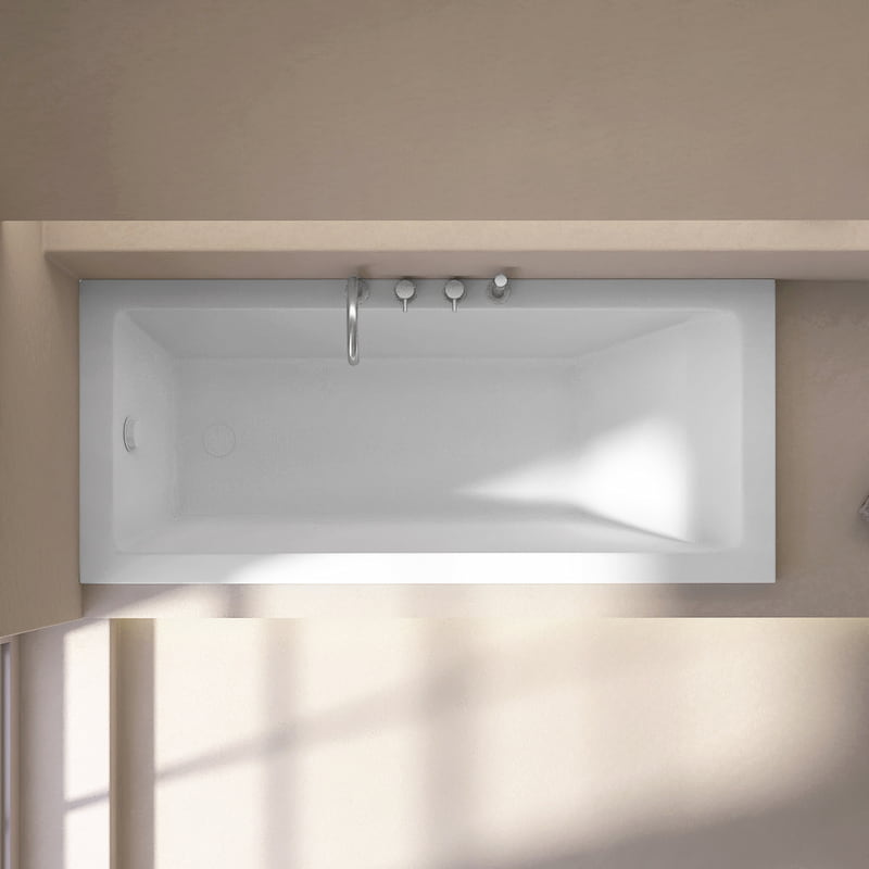 Baignoire encastrable 160x70 cm, Acrylique, Blanc mat, Pieds inclus, Senetosa