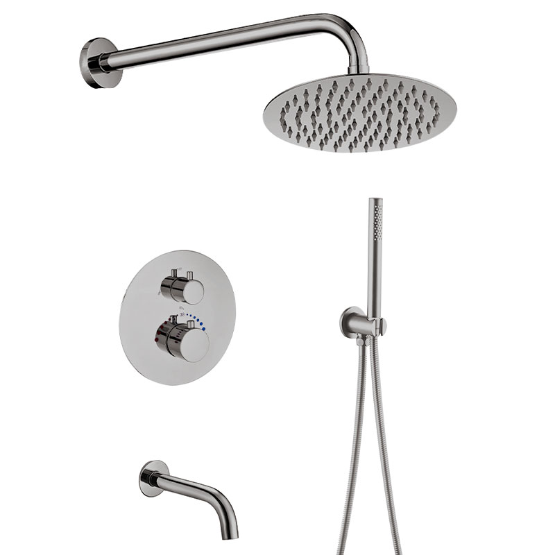 Composition bain douche thermostatique encastrée, chrome, Châtelet