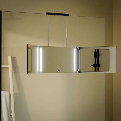 TRIPTYQUE MIROIR BARBIER + LED NOIR MAT