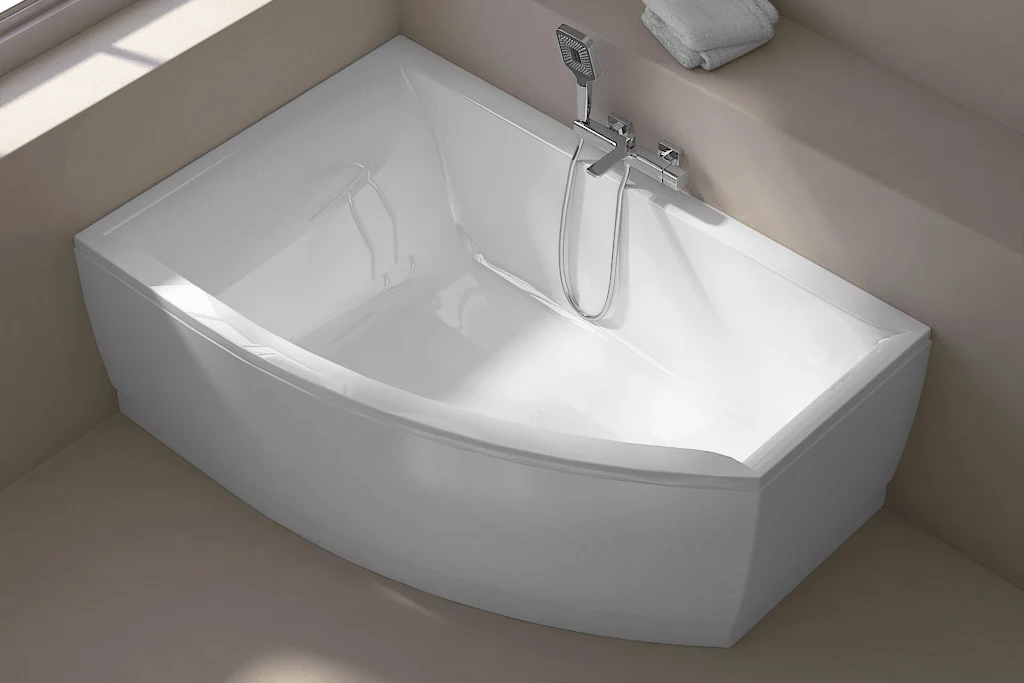 Baignoire asymétrique gauche, 160 x 105 cm, acrylique, Veronella