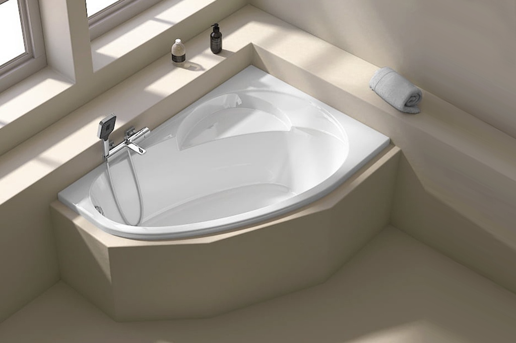 Baignoire d'angle droite, 150 x 100 cm, Flora