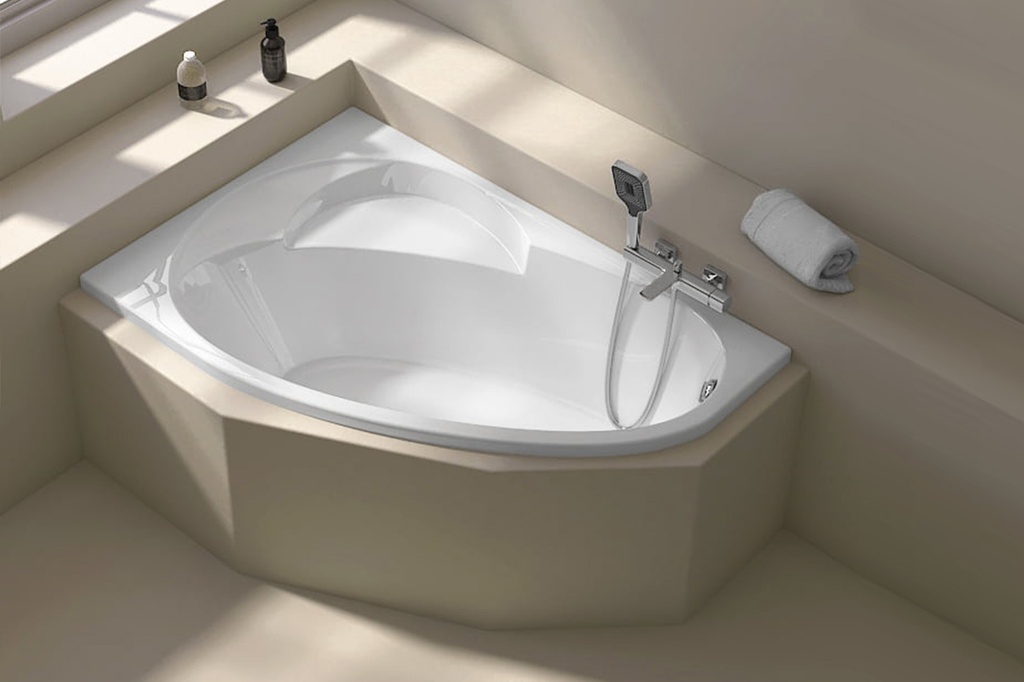 Baignoire d'angle gauche, 150 x 100 cm, Flora