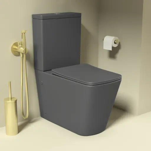 WC à poser, 64x38x83 cm, Gris foncé mat, Flavio