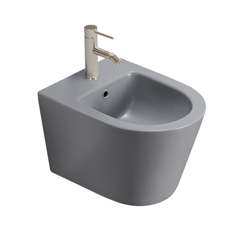 Bidet Suspendu, 49,5x36x5, Gris ciment mat, Flavia