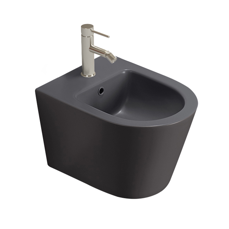 Bidet Suspendu, 49,5x36x5, Gris foncé mat, Flavia