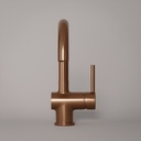 Robinet mitigeur lavabo col de cygne doré rose brossé, Châtelet