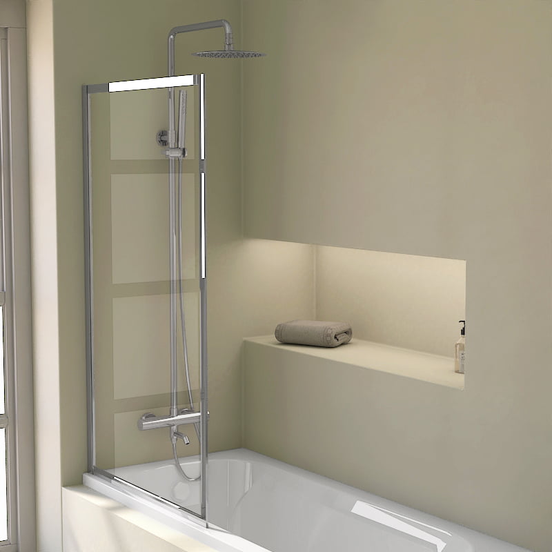 Pare-baignoire fixe  80x140 cm, profilé chrome, Indus