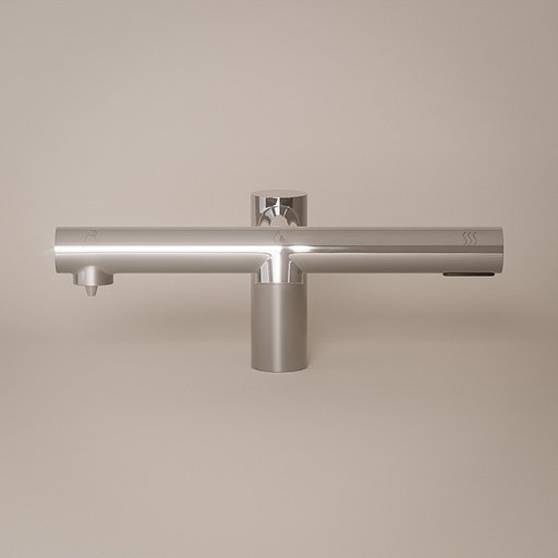 Robinet Electronique + Distributeur de savon + Sèche-mains sur plage, Chrome, Orly Air