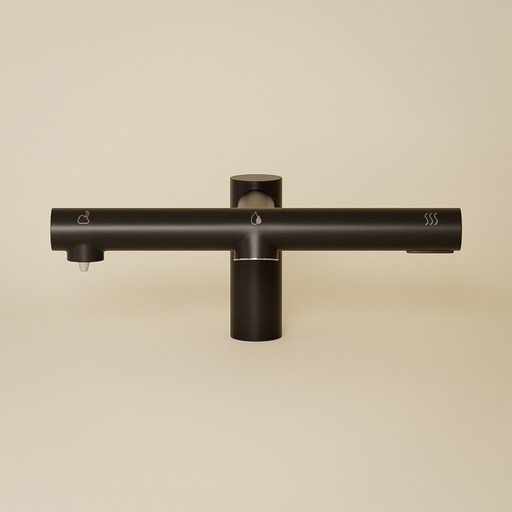 Robinet Electronique + Distributeur de savon + Sèche-mains sur plage, Noir mat, Orly Air
