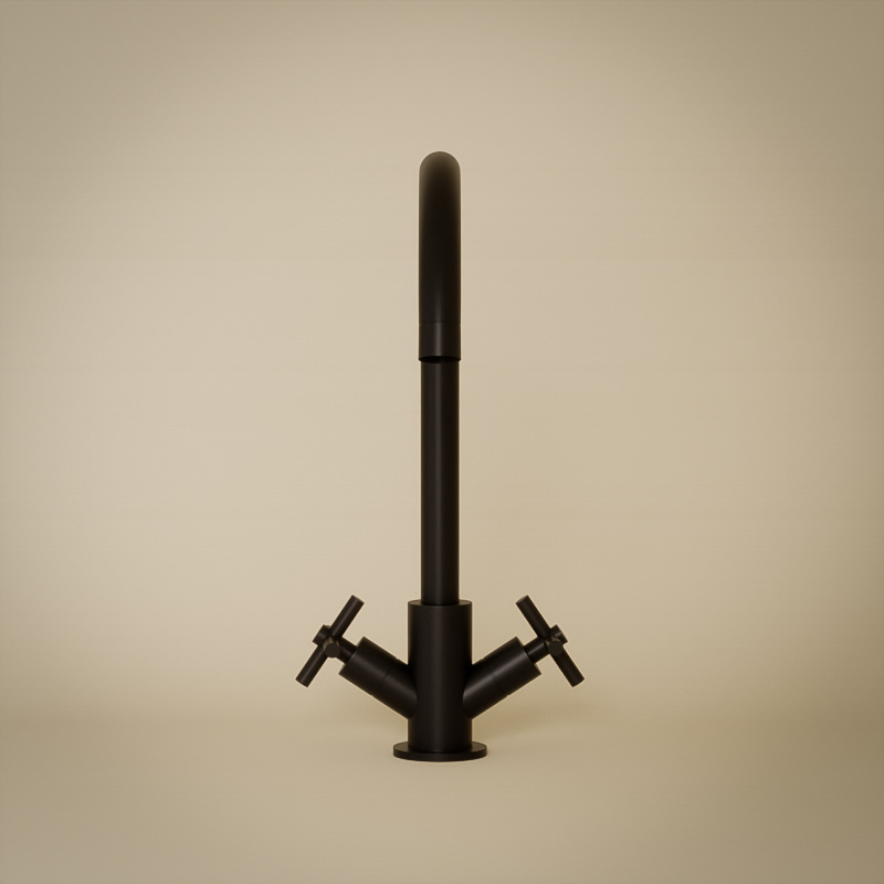 Robinet mélangeur lavabo, noir brossé, Cross II