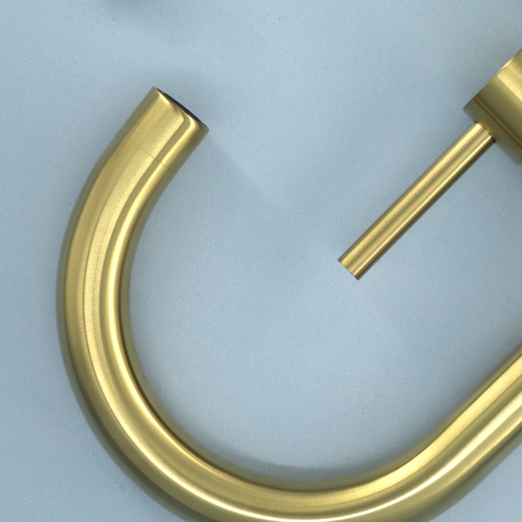 Robinet mitigeur lavabo col de cygne doré brossé, Châtelet