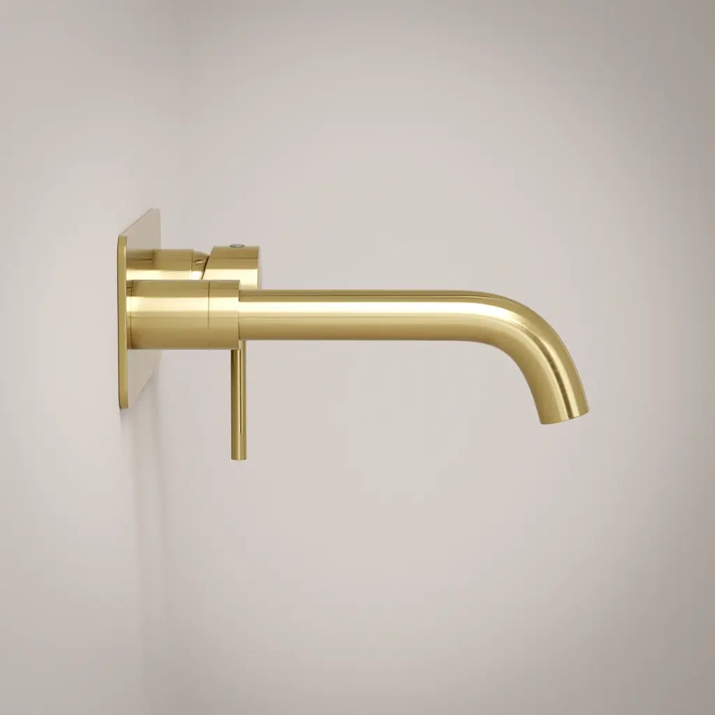 Mitigeur lavabo mural doré brossé, Châtelet III