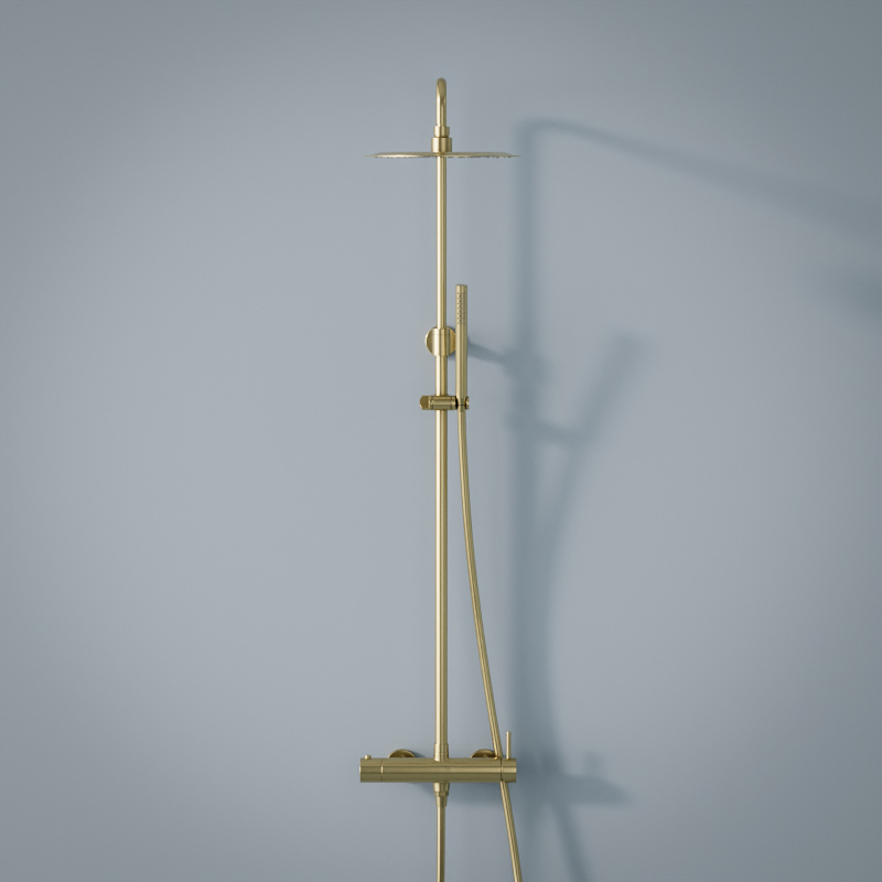 Colonne de douche mitigeur, Ø25cm, inox doré brossé, Châtelet III