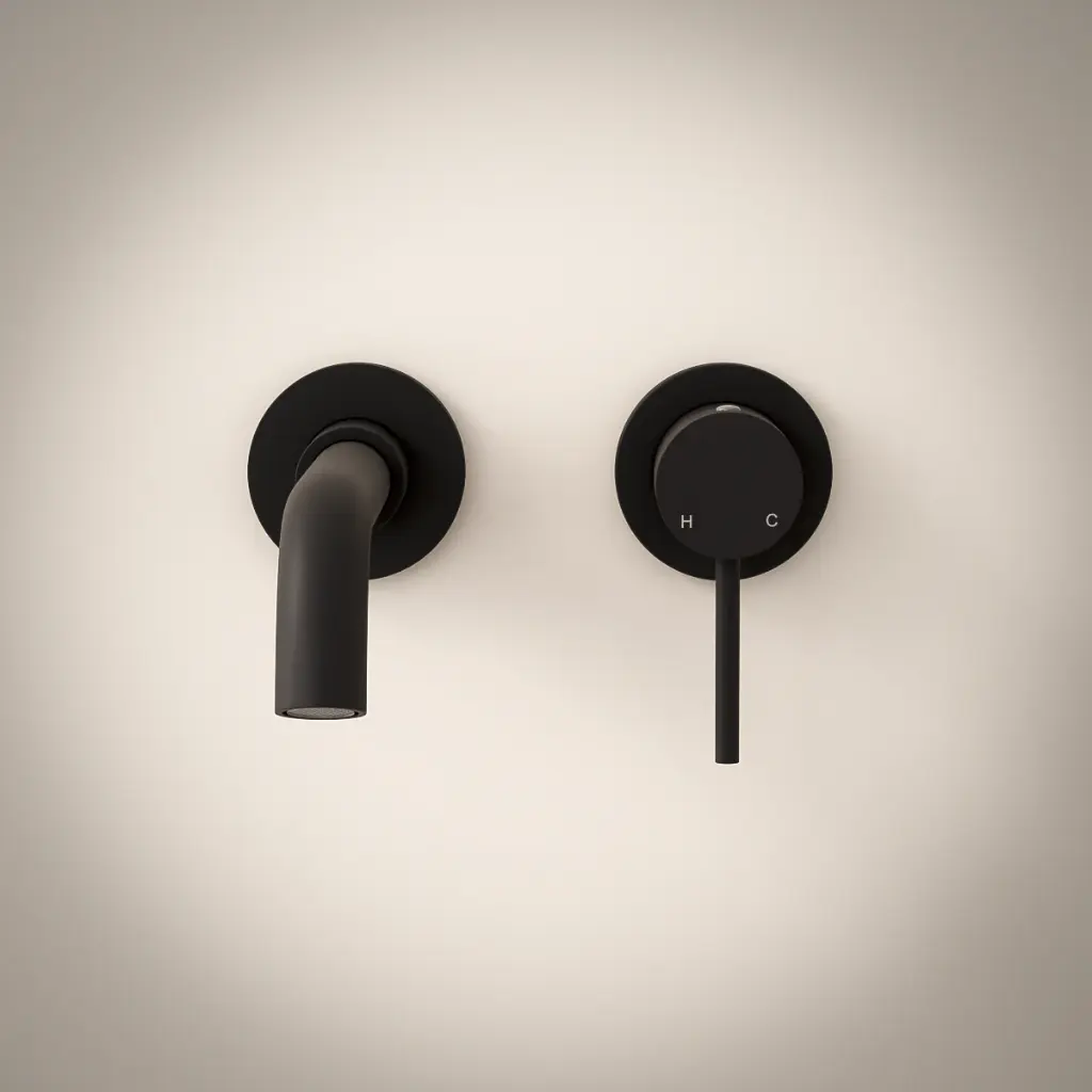 Robinet mitigeur lavabo mural encastré noir brossé, Châtelet