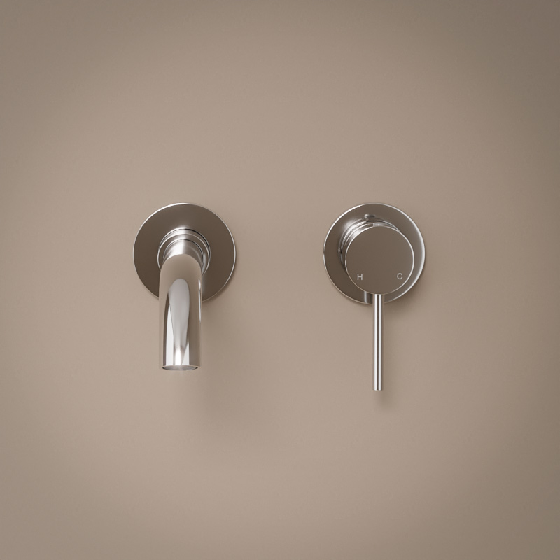 Robinet mitigeur lavabo mural encastré, chrome, Châtelet III