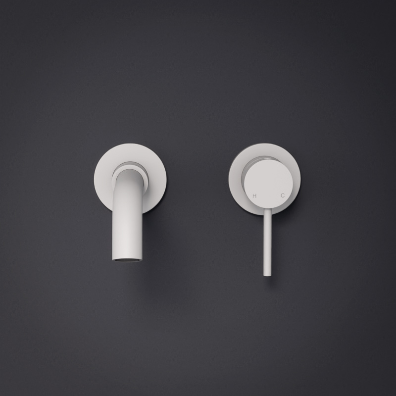 Robinet mitigeur lavabo encastré en inox blanc mat, Châtelet III